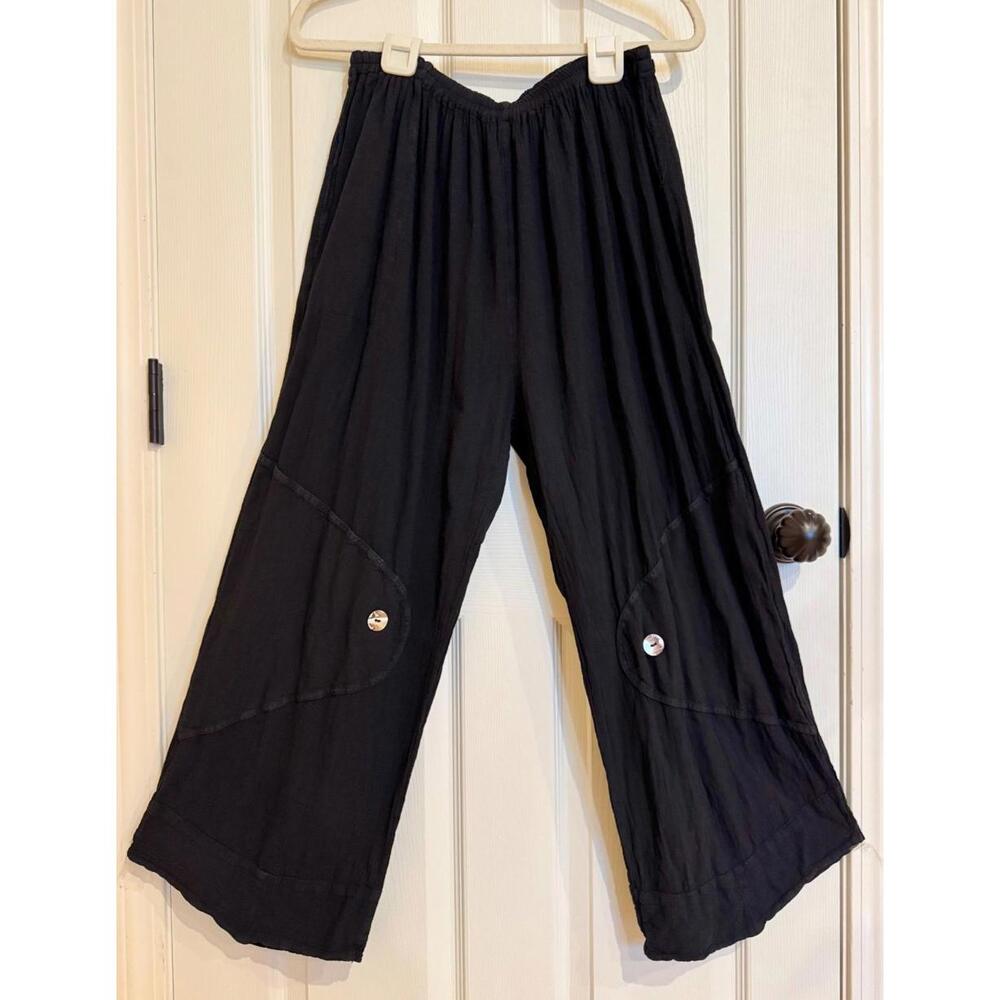 Oh My Gauze Full Pant 100% Comfortable Cotton Lagenlook Button Accents